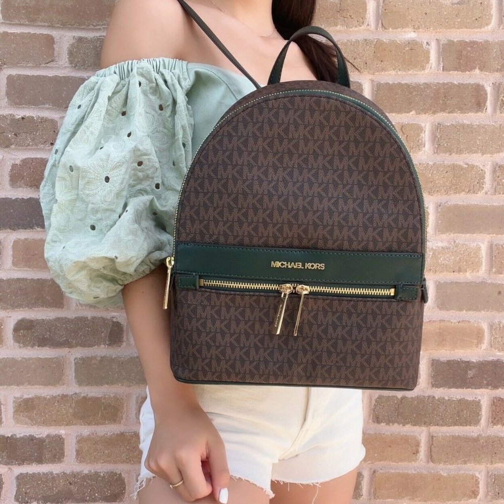 NWT Michael Kors Backpack Brown MK Signature - Picture 2 of 7